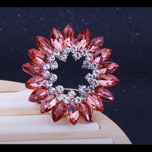 Women Pink Crystal Brooch, scarf buckle clip